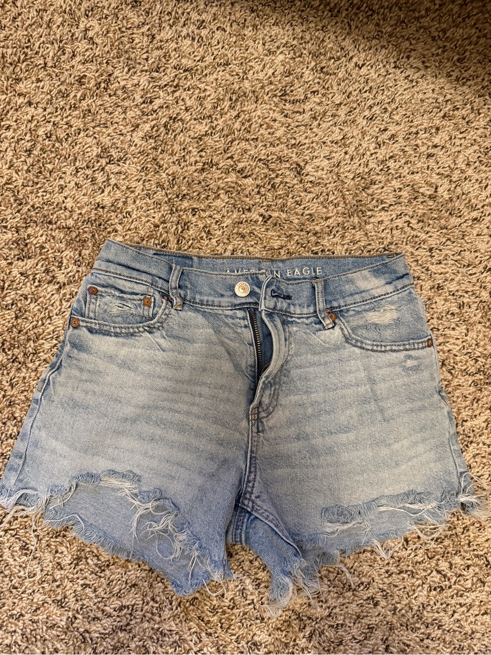 American Eagle Outfitters Faded Light Blue Distressed Denim Shorts